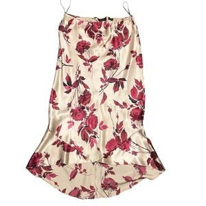 Express Words Brand Vintage Y2K Silk High Low Floral Midi‎ Skirt Size S